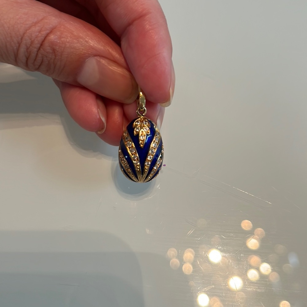 Faberge diamond egg pendant